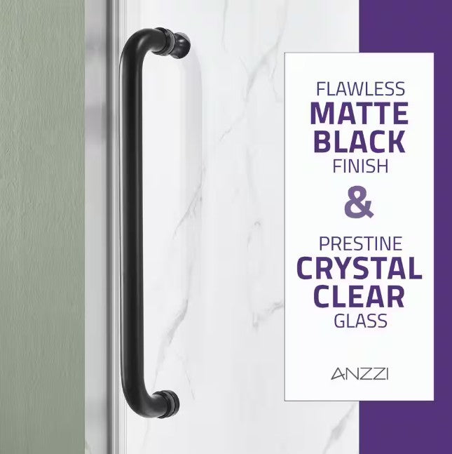 Anzzi SD AZ8077 02MB Leon Frameless Sliding Shower Door - 60