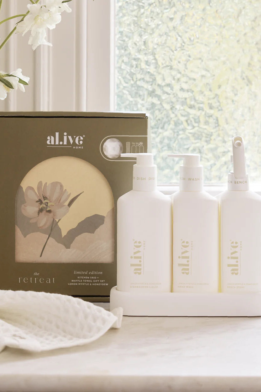 Lemon Myrtle & Honeydew Scented Kitchen Trio Set with Towel - Perfect for Spa Retreat Gifts, Home Relaxation & Aromatherapy