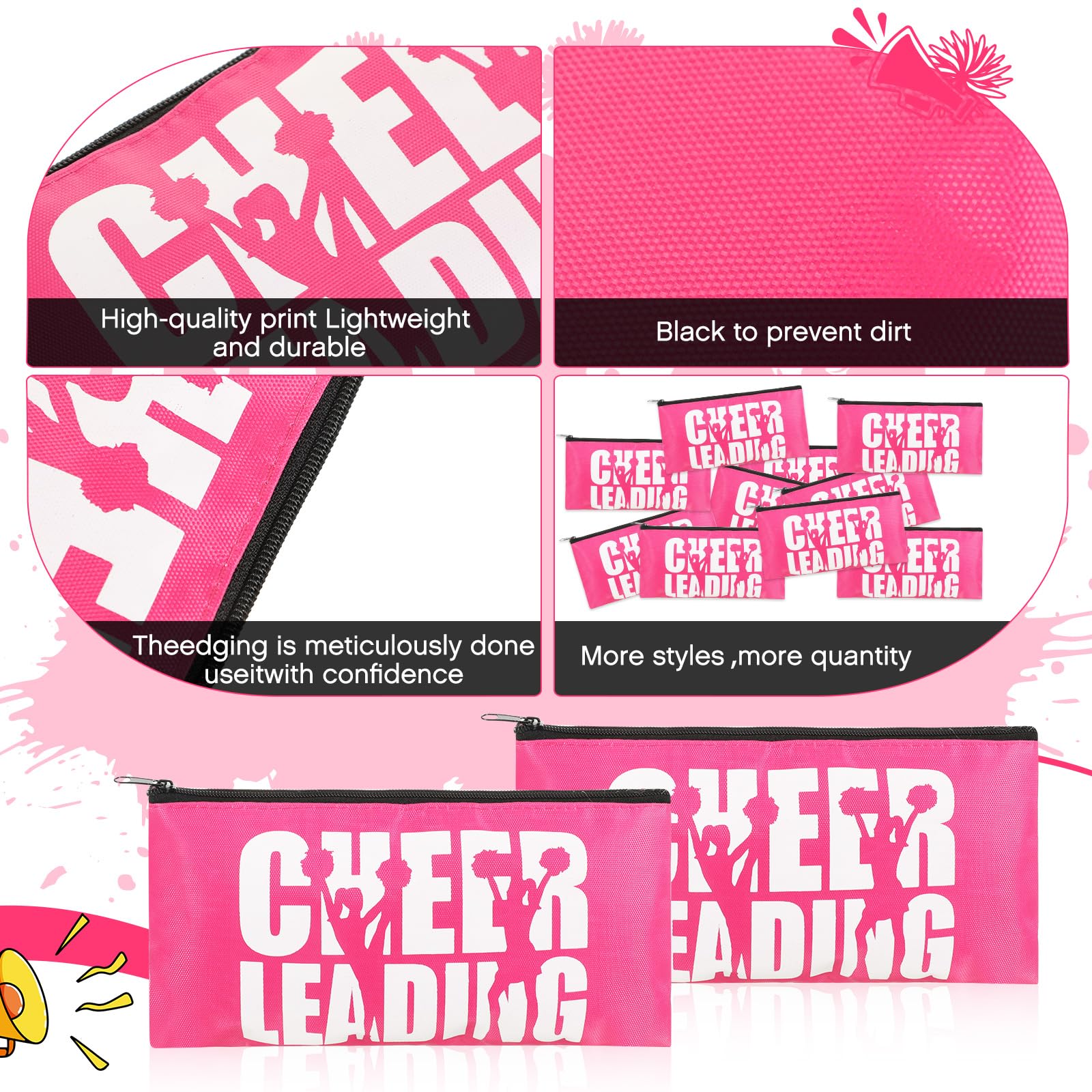 36 Pcs Cheerleading Gift Set - Drawstring Backpack, Makeup Bag & Hair Bow Holder - Portable Travel Pouch for Teen Girls, School, College Sports & Team Events - Perfect for Cheerleaders, Dance Teams & Women's Toiletry Gifts