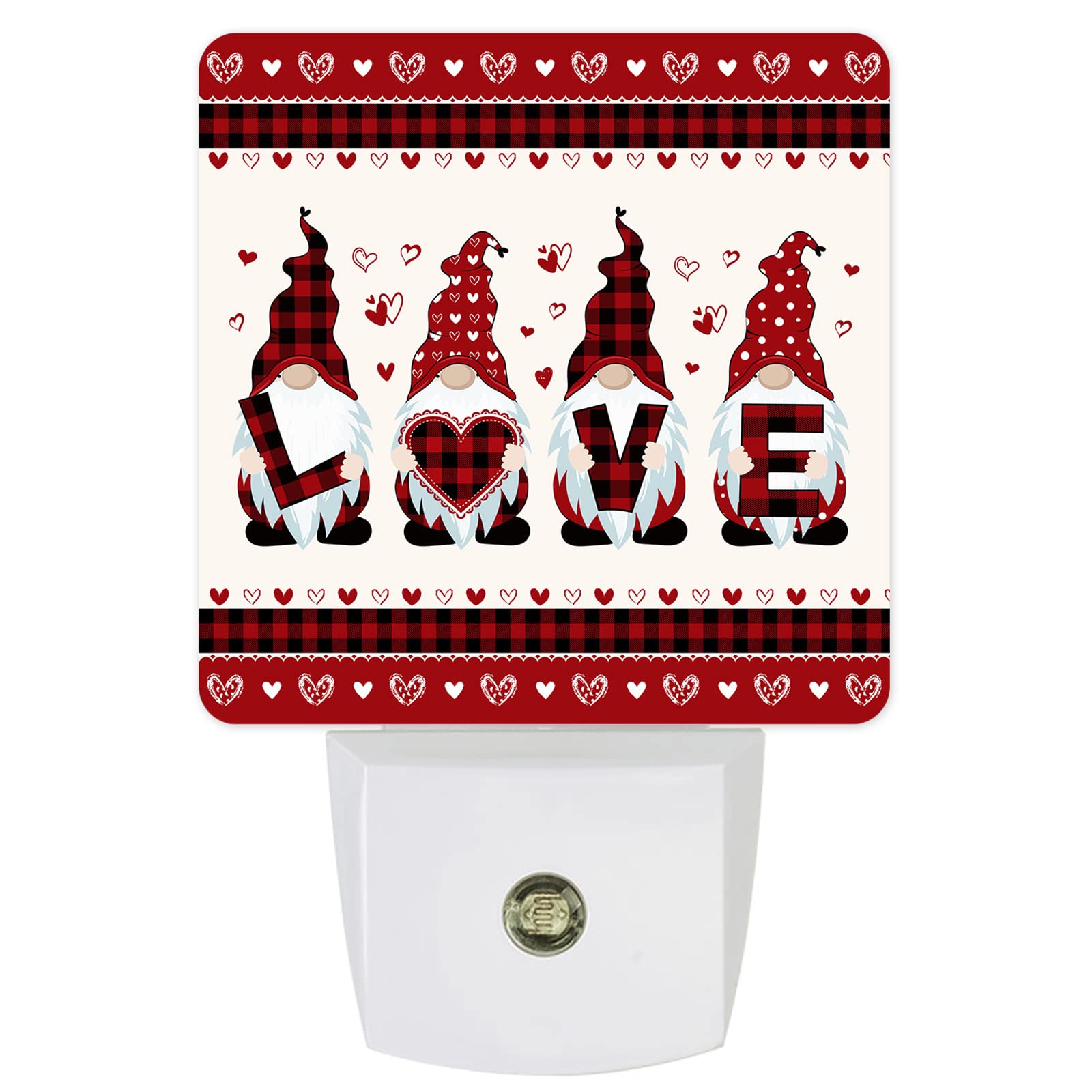 Valentine's Day LED Plug-in Night Light - Heart-Shaped Gnome Wall Light for Bathroom, Bedroom, Nursery, Hallway & Living Room | Romantic Home Decor & Gift Idea