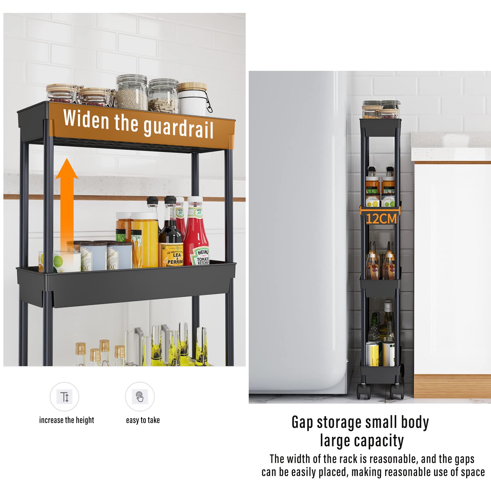 4-Tier Slim Rolling Utility Cart with Wheels - 39