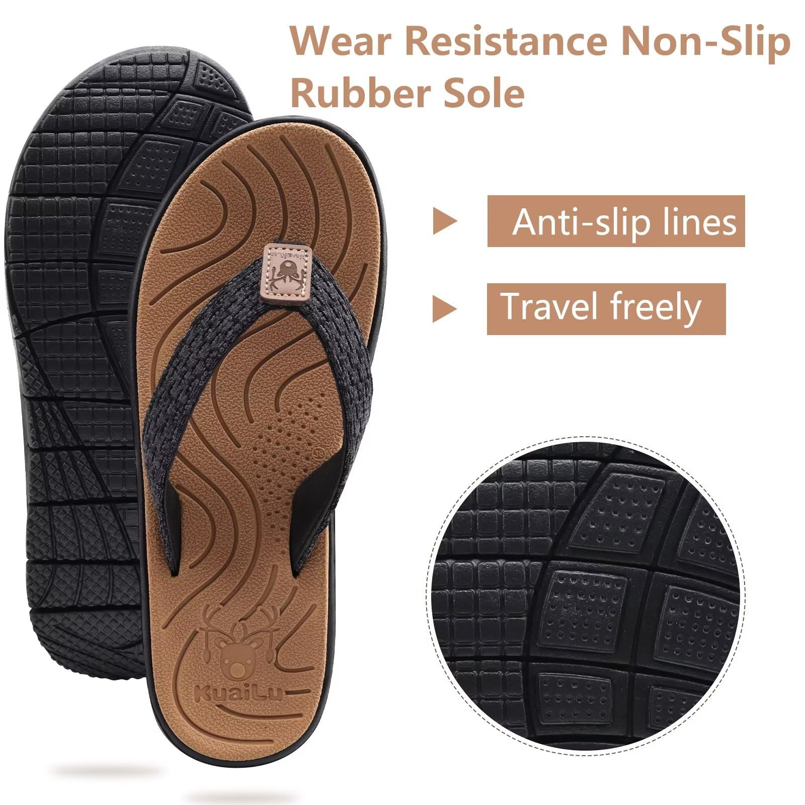**KuaiLu Women's Comfortable Flip Flops with Arch Support - Lightweight Non-Slip Yoga Sandals for Walking, Beach, and Summer Use**