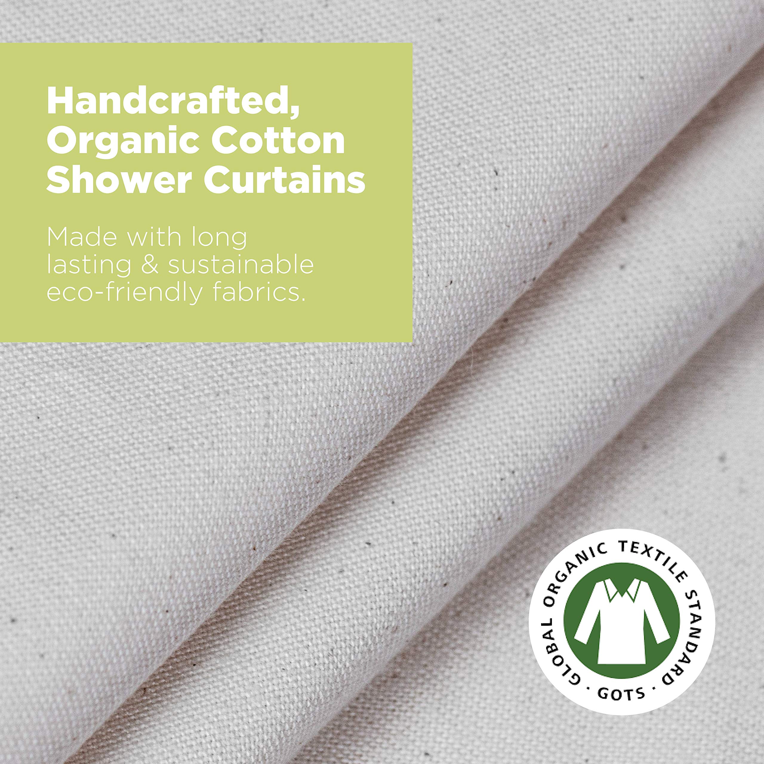 Organic Cotton Bean Products Shower Curtain 54x74 Inches - All Natural Bathroom Decor for Tub, Stall & Bath Showers | Eco-Friendly & Breathable Fabric for Spa-Like Experience
