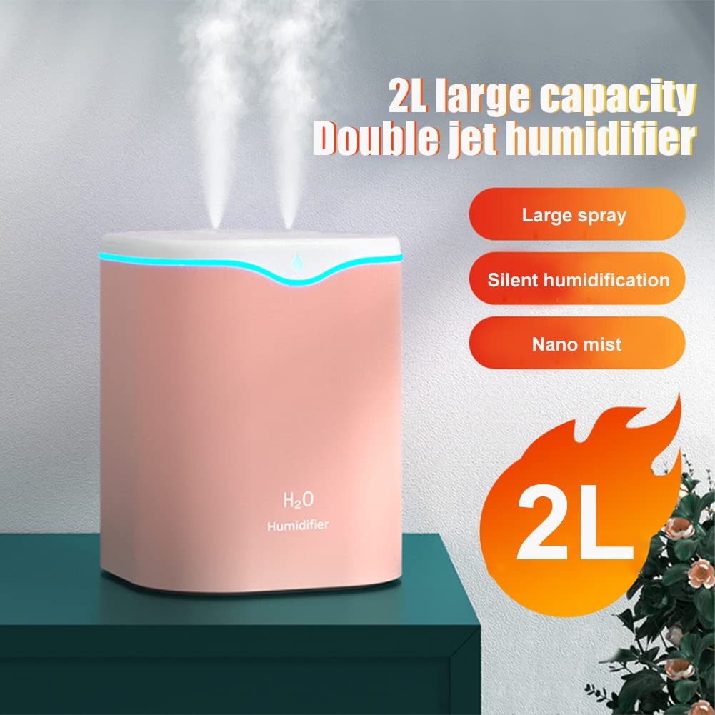 2L Ultrasonic Humidifier with Essential Oil Diffuser - Dual Nozzle, Night Light & Whisper Quiet Operation for Bedroom, Office & Nursery | Aromatherapy Air Moisturizer