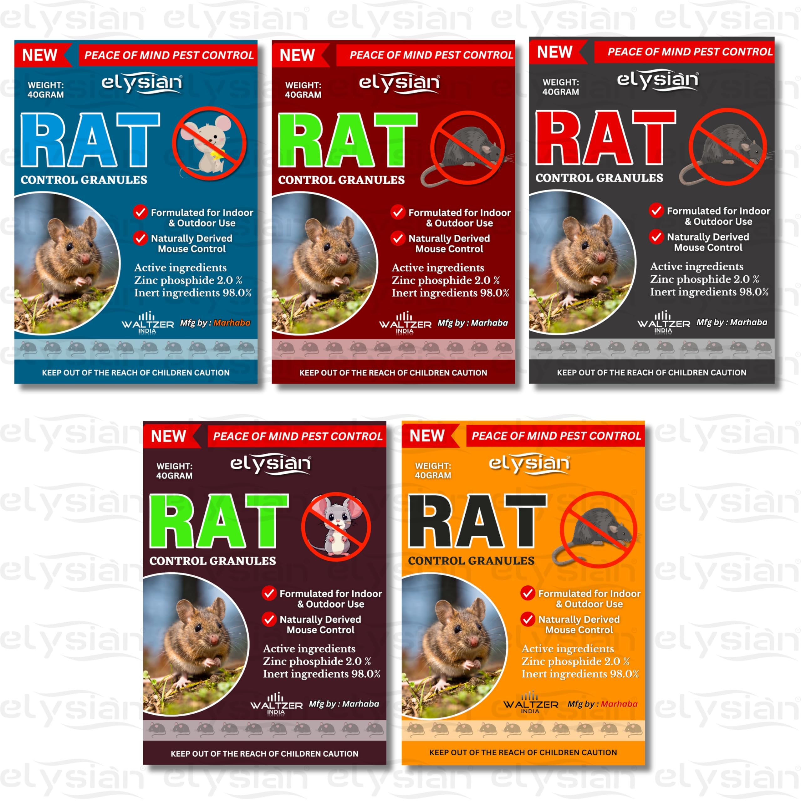 Elysian 40g Rat Poison Granules - Highly Effective Mouse Control Pellets for Home, Kitchen, Garden, Warehouse & Garage | Rodent Repellent for Indoor & Outdoor Use