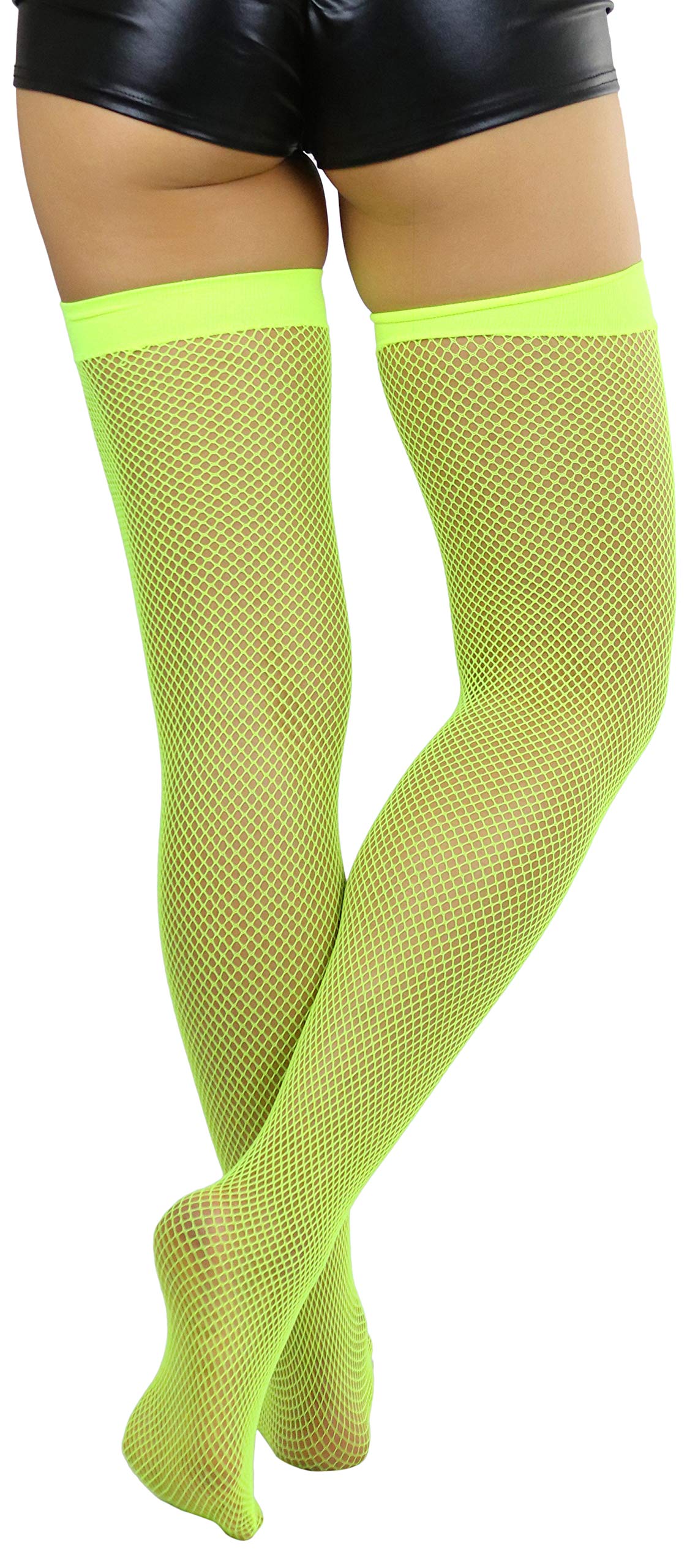 ToBeInStyle Women's Bright & Vibrant Fishnet Thigh High Stockings - Sexy Fashion Hosiery for Parties, Cosplay & Night Out Outfits