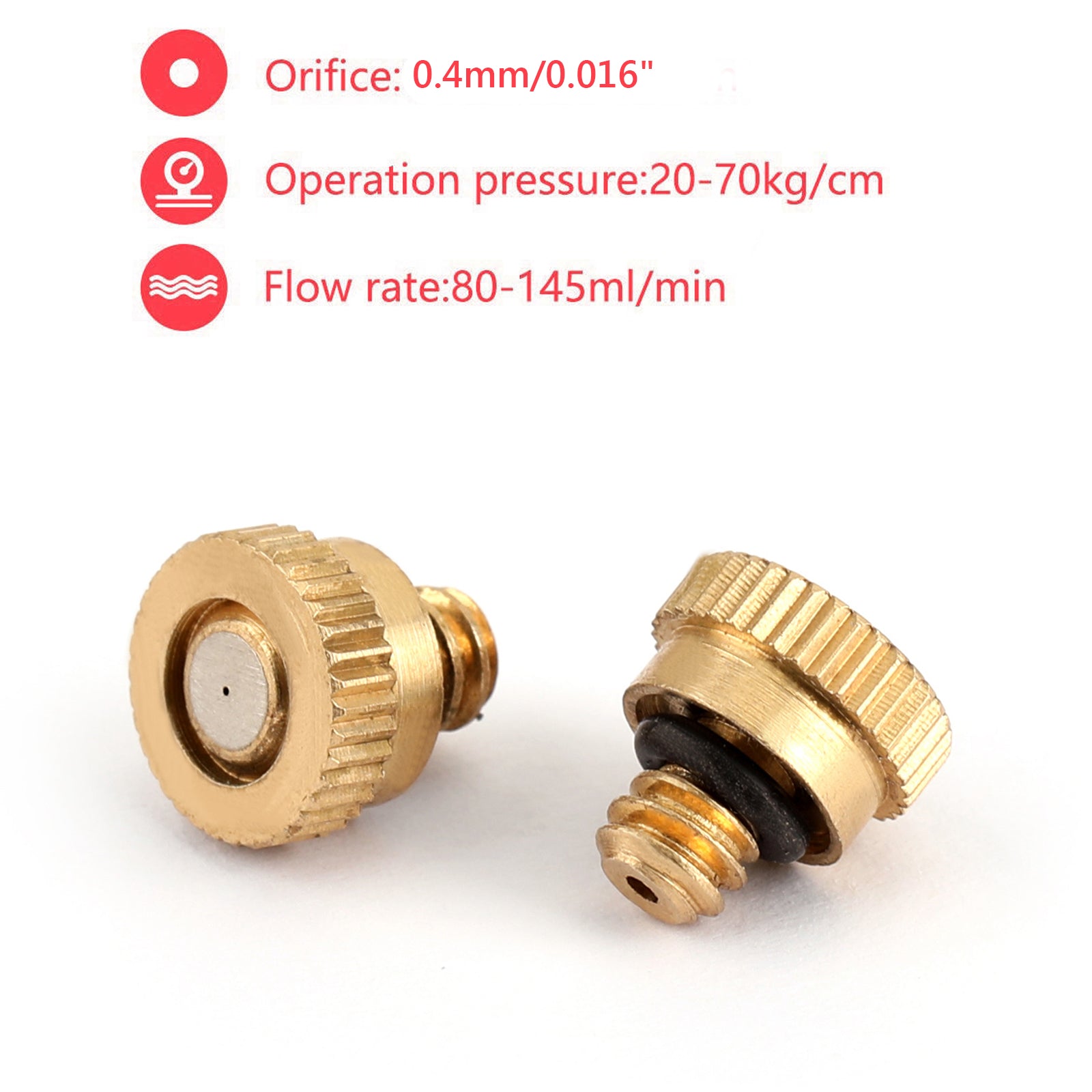 50pcs Brass Misting Nozzles - High Pressure Water Mister Sprinkler for Cooling System (0.016