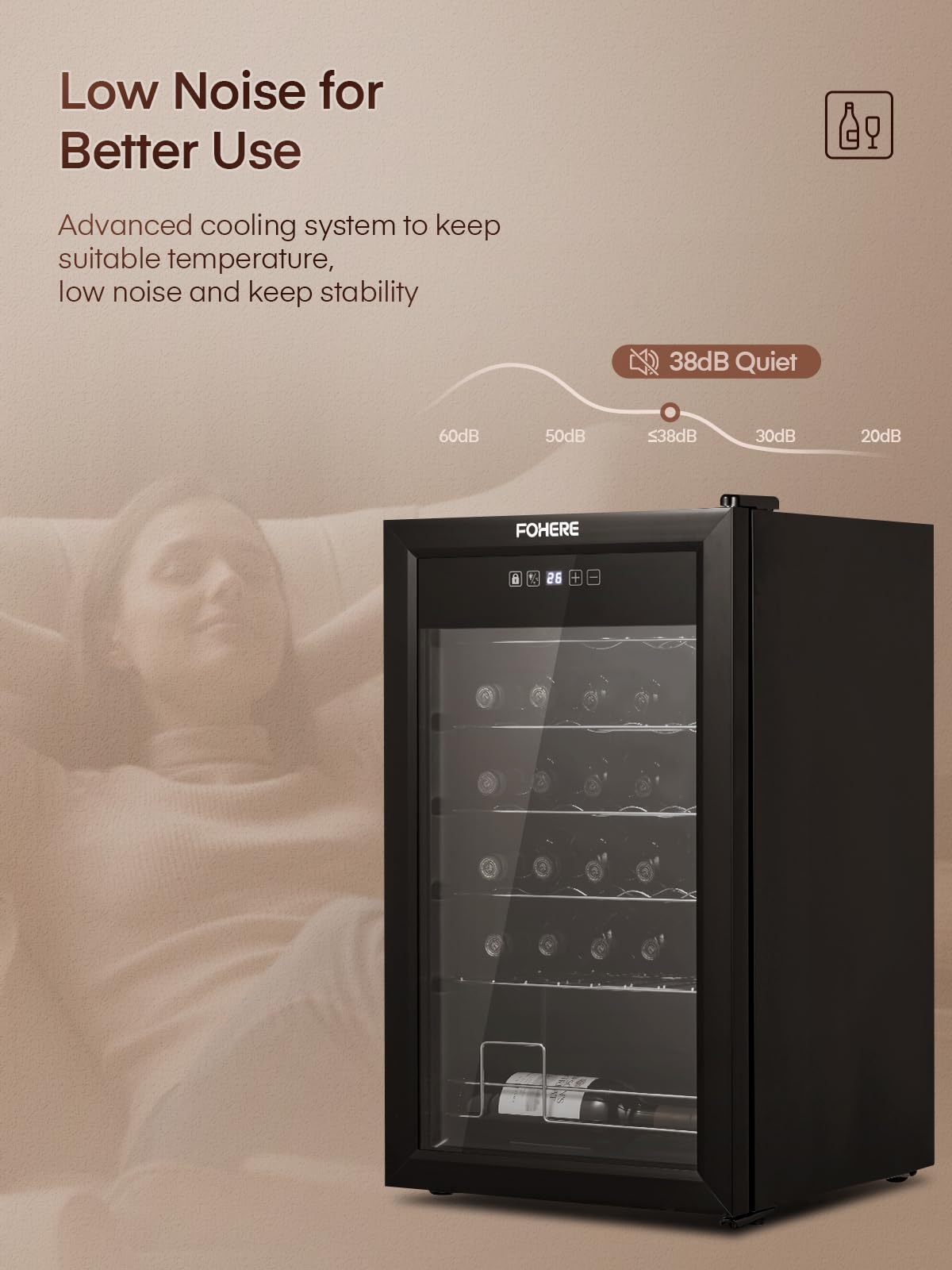 28 Bottles Wine Cooler Refrigerator - Dual Glass Door Wine Fridge with LED Lighting & Digital Temperature Control - Perfect for Home Bars, Offices, and Restaurants - Keep Your Wine Collection at Ideal Serving Temperature for Entertaining and Special Occasions