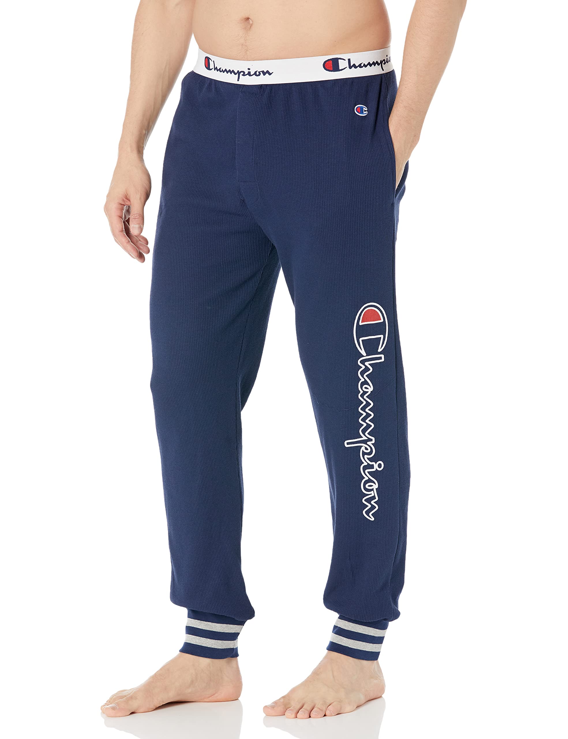 Champion Men's Waffle Rib Cuff Sleep Pants - Soft & Comfortable Lounge Pajama Bottoms for Relaxing at Home or Sleeping