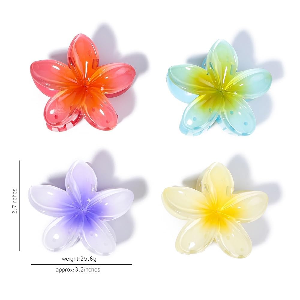 Starvis Blossom Large 3-Piece Daisy Hair Claw Set - Glossy Plumeria Flower Hair Clips, Bun Holder & Ponytail Clips for Women & Girls - Perfect for Weddings, Parties & Everyday Styling (Plumeria Flower-3pc)