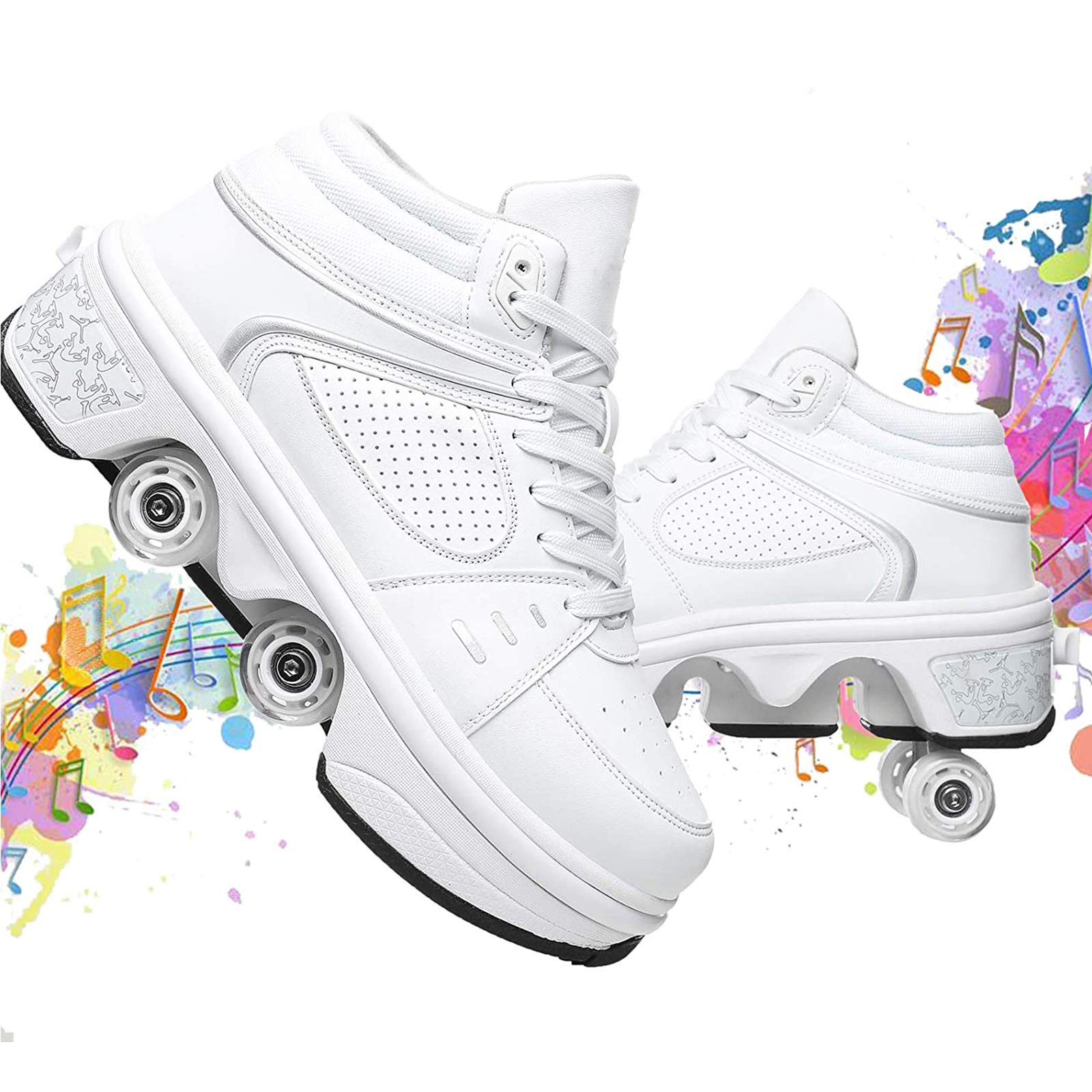 LED Roller Skate Shoes with Single/Double Wheels - Light Up Glowing Sneakers for Kids, Boys & Girls - Perfect for Night Skating, Parties & Outdoor Fun