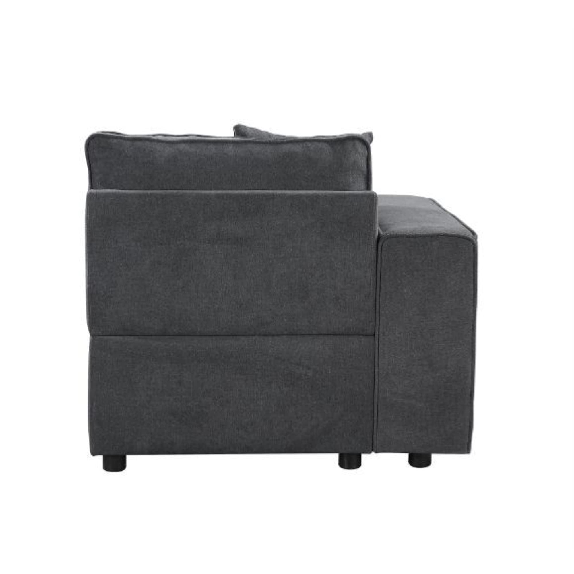 Acme Furniture Silvester Sectional Sofa - Gray Fabric Upholstered Modern Living Room Couch for Home & Office Comfort