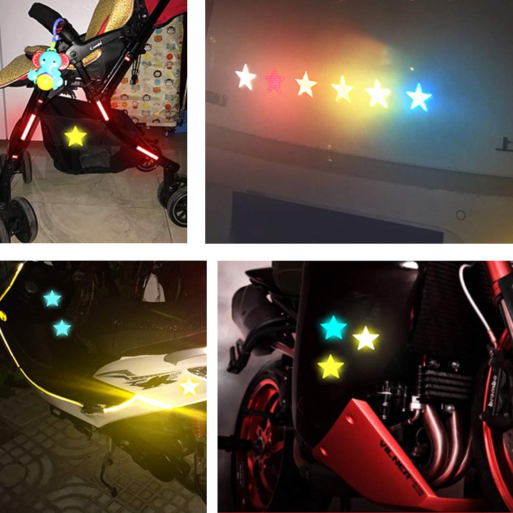 MAITE Star Shape Reflective Tape - Waterproof Self-Adhesive High Visibility Safety Tape (20 Pcs, Yellow) for Outdoor Gear, Bikes, Helmets & Emergency Kits