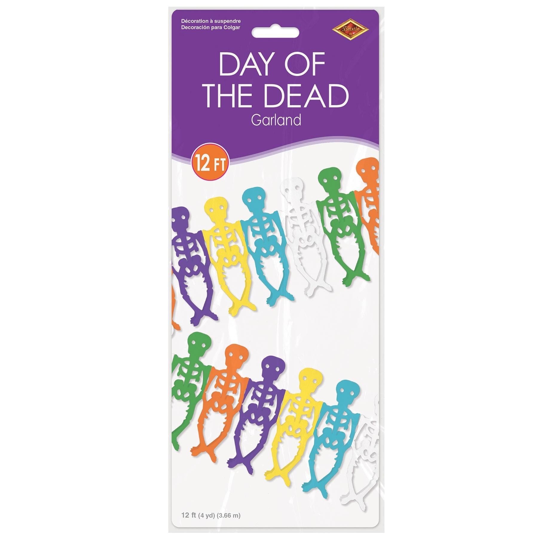 12 Pack Beistle Day of the Dead Garland - Colorful Mexican Fiesta Decorations for Halloween, Dia de los Muertos Party & Home Decor