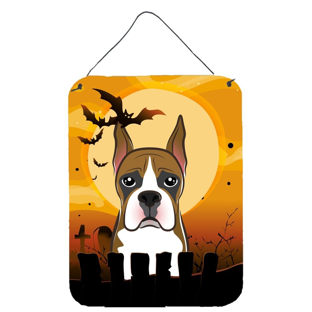 Halloween Boxer Dog Metal Wall Decor - 12x16 Aluminum Sign for Kitchen, Bar, Bathroom & Front Door - Colorful Home Decor for Halloween Party & Seasonal Display