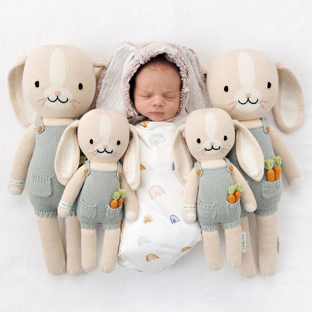 Cuddle+Kind Henry the Bunny (Little) - Organic Cotton Handmade Plush Toy for Babies & Kids | Perfect for Cuddling, Gifts, and Nursery Decor