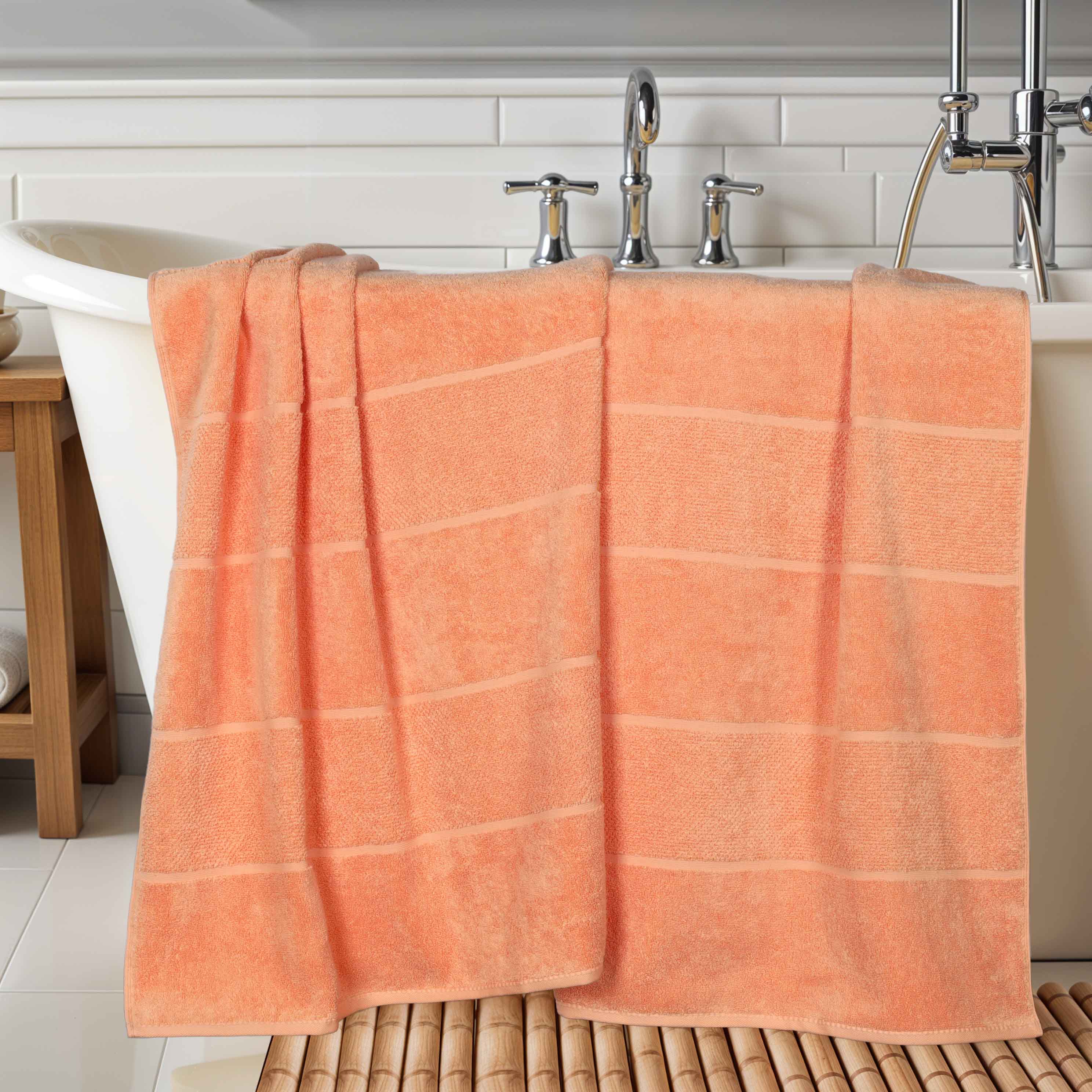 Milo Smart Twist Cotton Solid Ribbed Design Bath Sheets, Set of 2 - Ultra Soft & Absorbent Luxury Towels for Spa, Bathroom & Beach Use