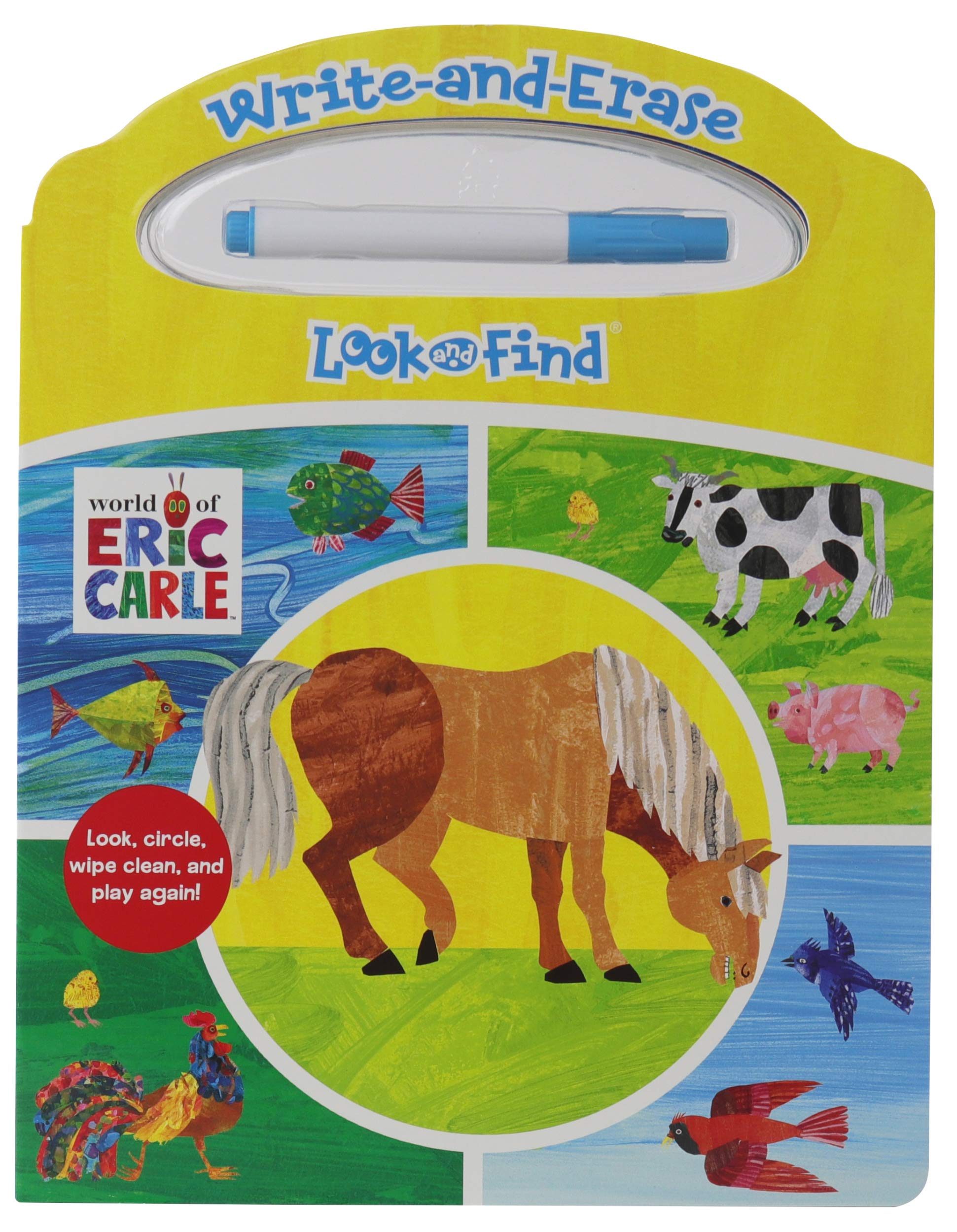 World of Eric Carle Write-and-Erase Look and Find Activity Book - Wipe Clean Learning Board for Kids - Reusable Preschool Learning Toy for Alphabet, Numbers & Shapes - Perfect for Travel & Classroom Use