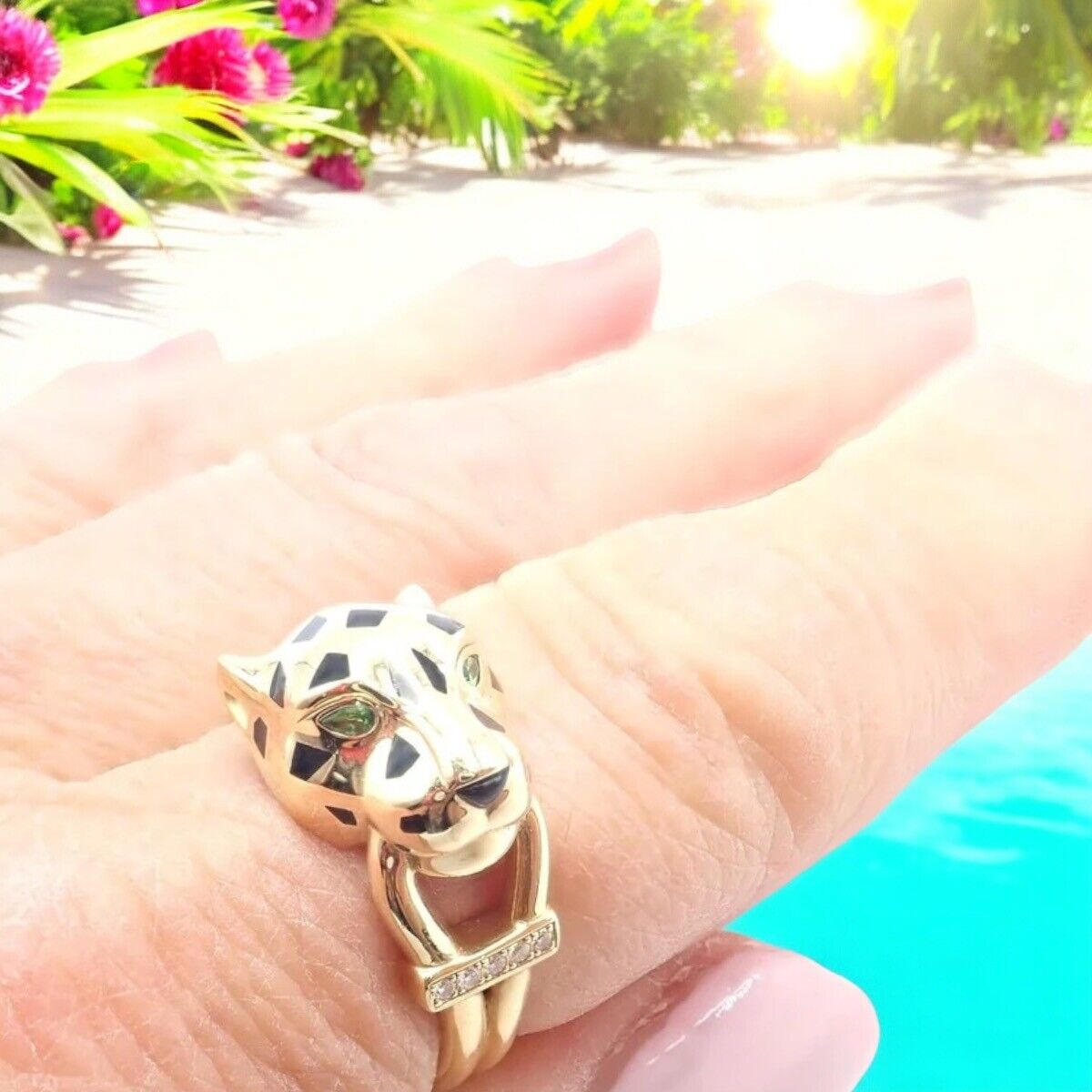 Authentic Cartier Panther Panthere 18k Gold Diamond & Tsavorite Ring with Certification - Luxury Jewelry for Women, Perfect for Weddings, Anniversaries & Special Occasions