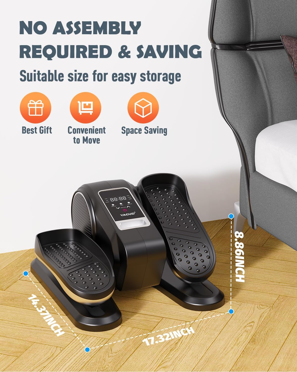 Under Desk Elliptical Machine - Electric Leg Exerciser with 12 Adjustable Speeds | Quiet & Portable Seated Pedal Trainer for Seniors & Office Workers | Remote Control Included | Perfect for Home Office & Physical Therapy