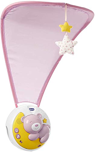 Chicco Next2moon Baby Crib Projector with Soothing Lights & Sounds, Musical Mobile, Interactive Panel & Detachable Carousel - Pink | Nursery Decor, Bedtime Soother & Sensory Play for Newborns & Infants