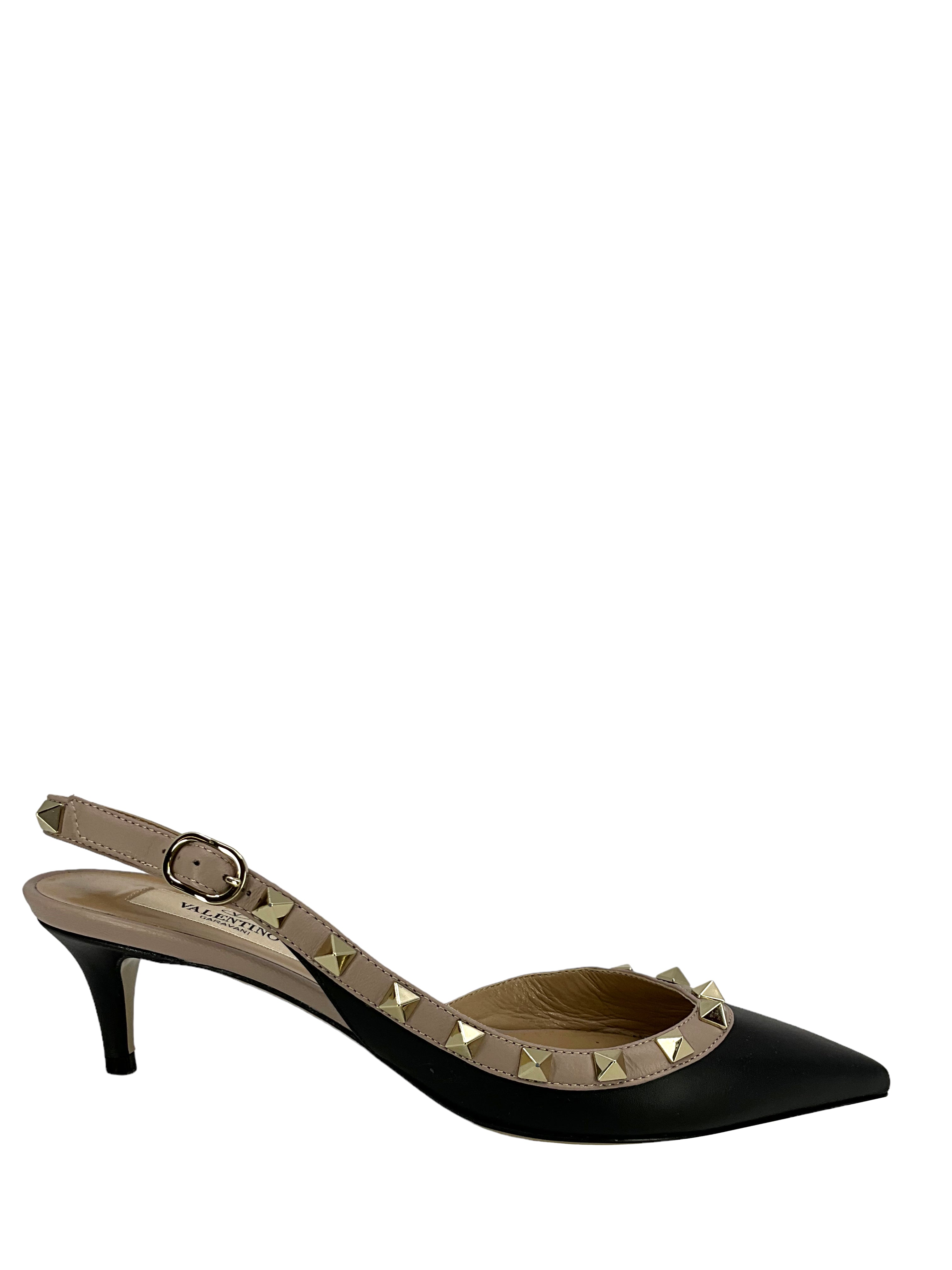 Rockstud Slingback Kitten Heel Pumps - Women's Size 6 (US) | Pointed Toe Stiletto Heels for Party, Wedding & Evening Wear