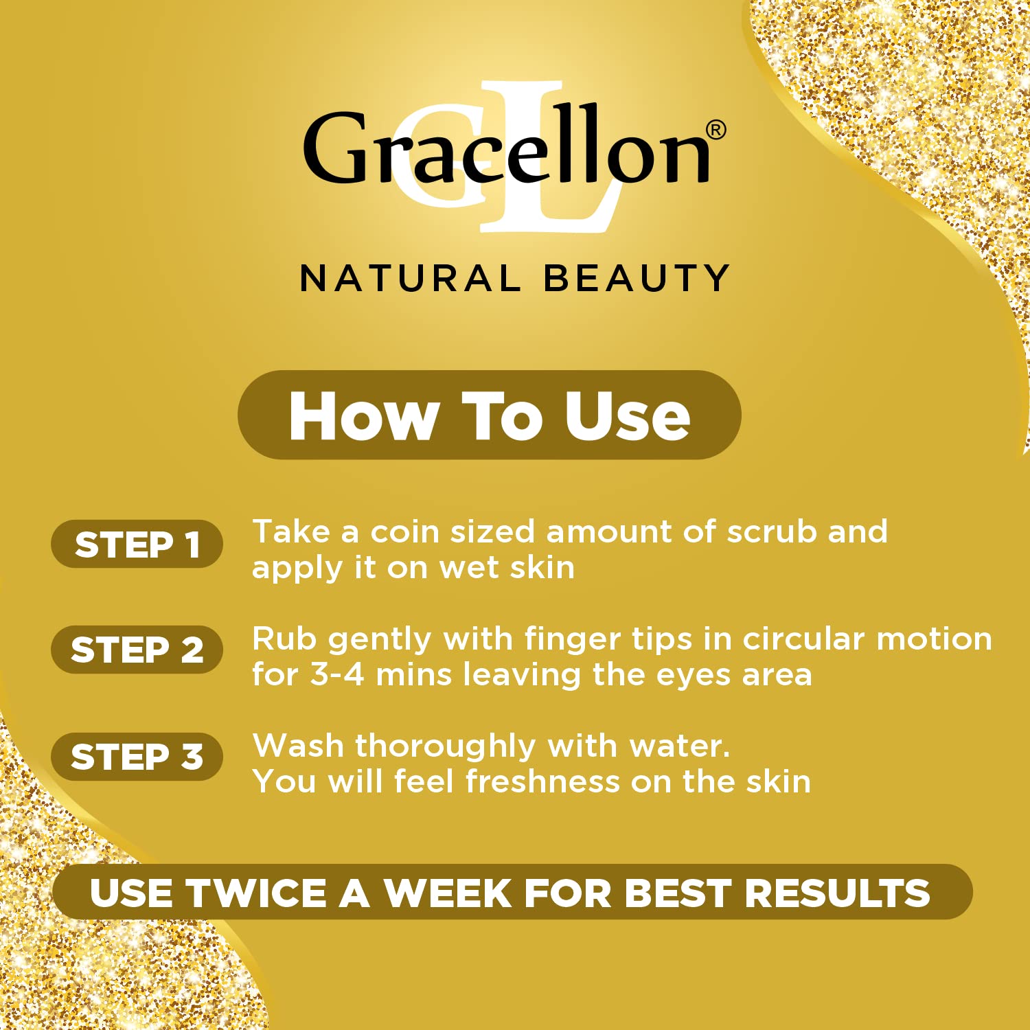 Gracellon Gold Face & Body Massage Scrub - Paraben & SLES Free, Brightens & Glows Skin Instantly - Perfect for Spa Day & At-Home Skincare Routine