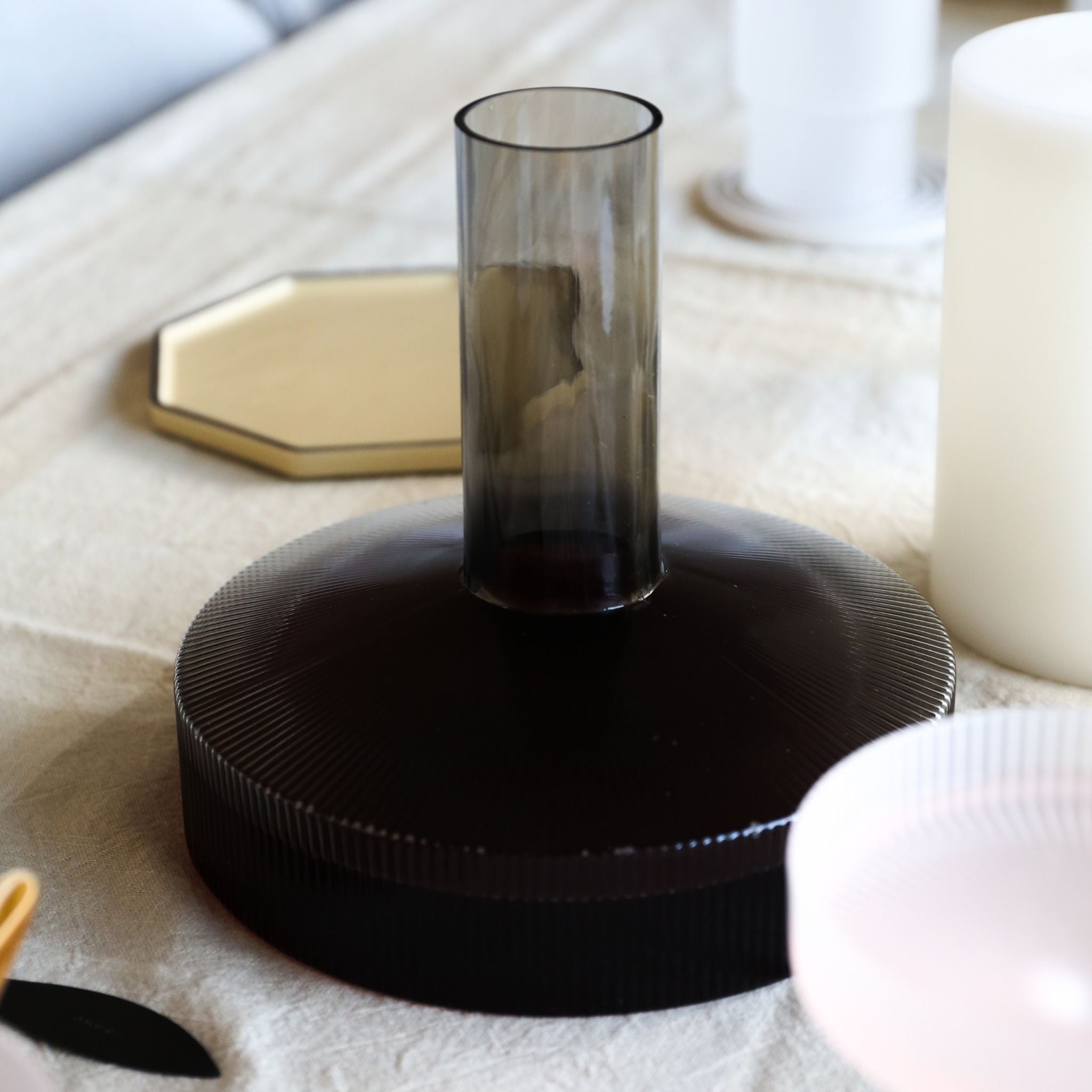 FERM LIVING Ripple Wine Carafe - Elegant Smoked Grey Glass Decanter for Wine Lovers | Perfect for Dinner Parties, Gifts & Home Bar Accessories