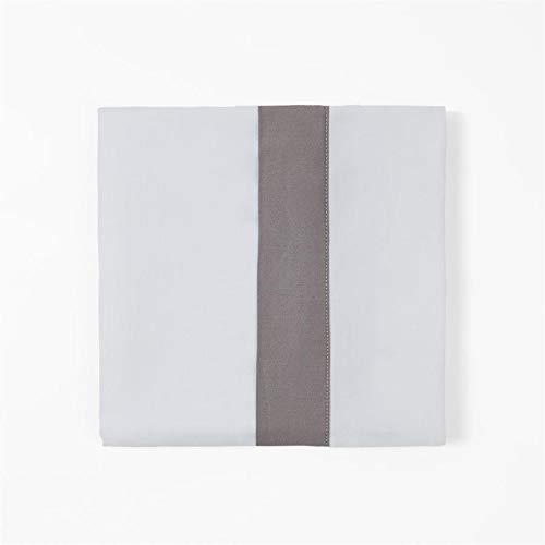 Premium 350 Thread Count Queen Sheet Set - 4 Piece White & Gray Flange Border Cotton Bedding (1 Flat Sheet, 1 Fitted Sheet, 2 Pillowcases) | Modern Luxury Bedroom Decor for Master Suite, Guest Room & Hotel Style Comfort