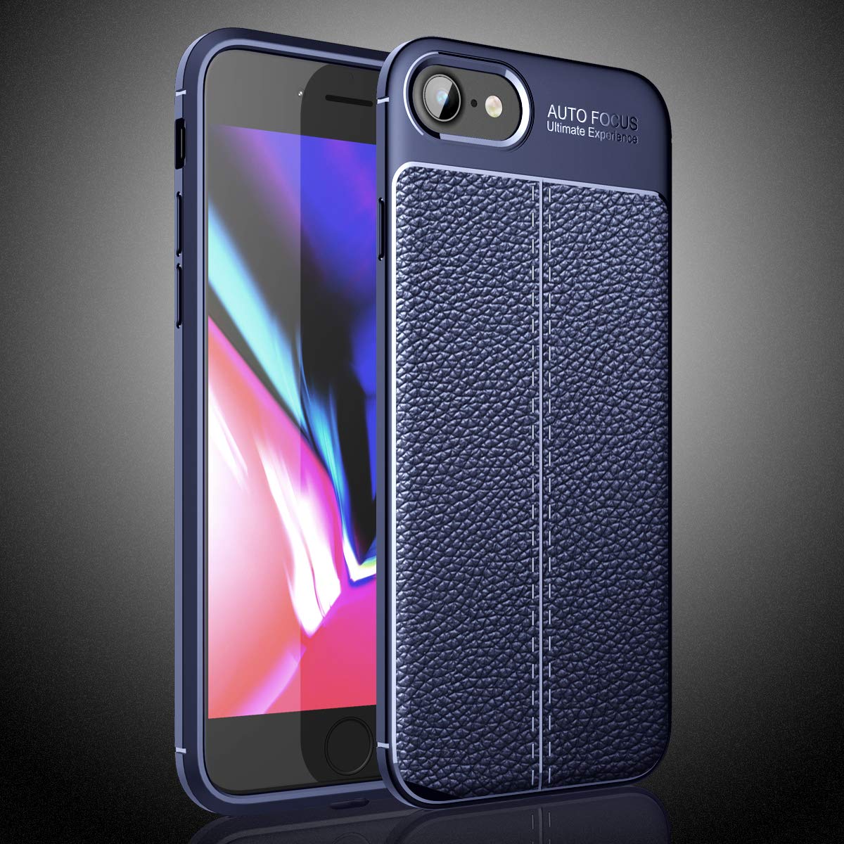 Premium Leather Texture Shockproof Case for iPhone SE (2nd Gen/2020), iPhone 7 & iPhone 8 - Slim Protective Cover with Anti-Slip Grip (Blue) | Perfect for Daily Use, Travel & Outdoor Activities
