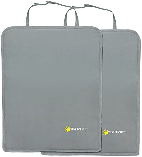 Tike Smart Premium Kick Mats - Luxury Car Seat Back Protectors & Covers with Invisible Strap (2-Pack, Gray) - Perfect for Road Trips & Family Travel