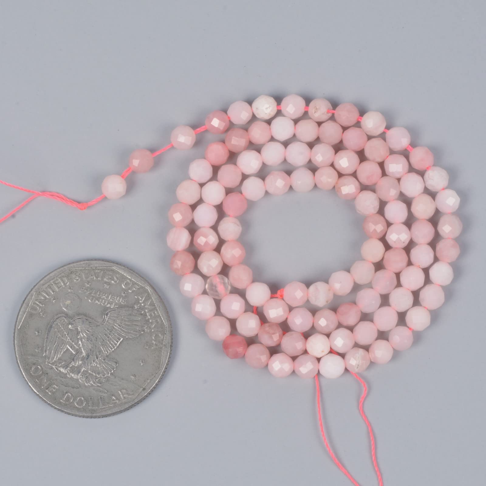 Natural Peruvian Pink Opal 4mm Faceted Round Loose Beads - 16 Inch Strand for DIY Jewelry Making, Bracelets & Necklaces - Healing Crystal Beads for Meditation & Spiritual Gifts