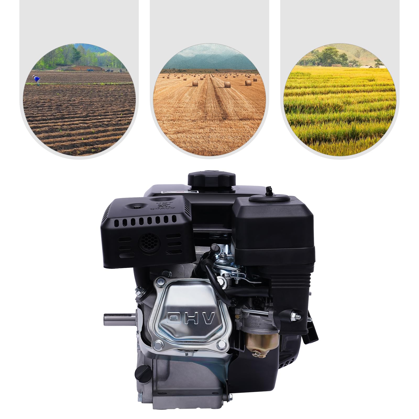 7.5 HP 4-Stroke Horizontal Shaft OHV Gas Engine - Replacement Motor for Go Karts, Log Splitters & Mini Bikes | Durable Single Cylinder Power for Outdoor Power Equipment & Small Vehicles