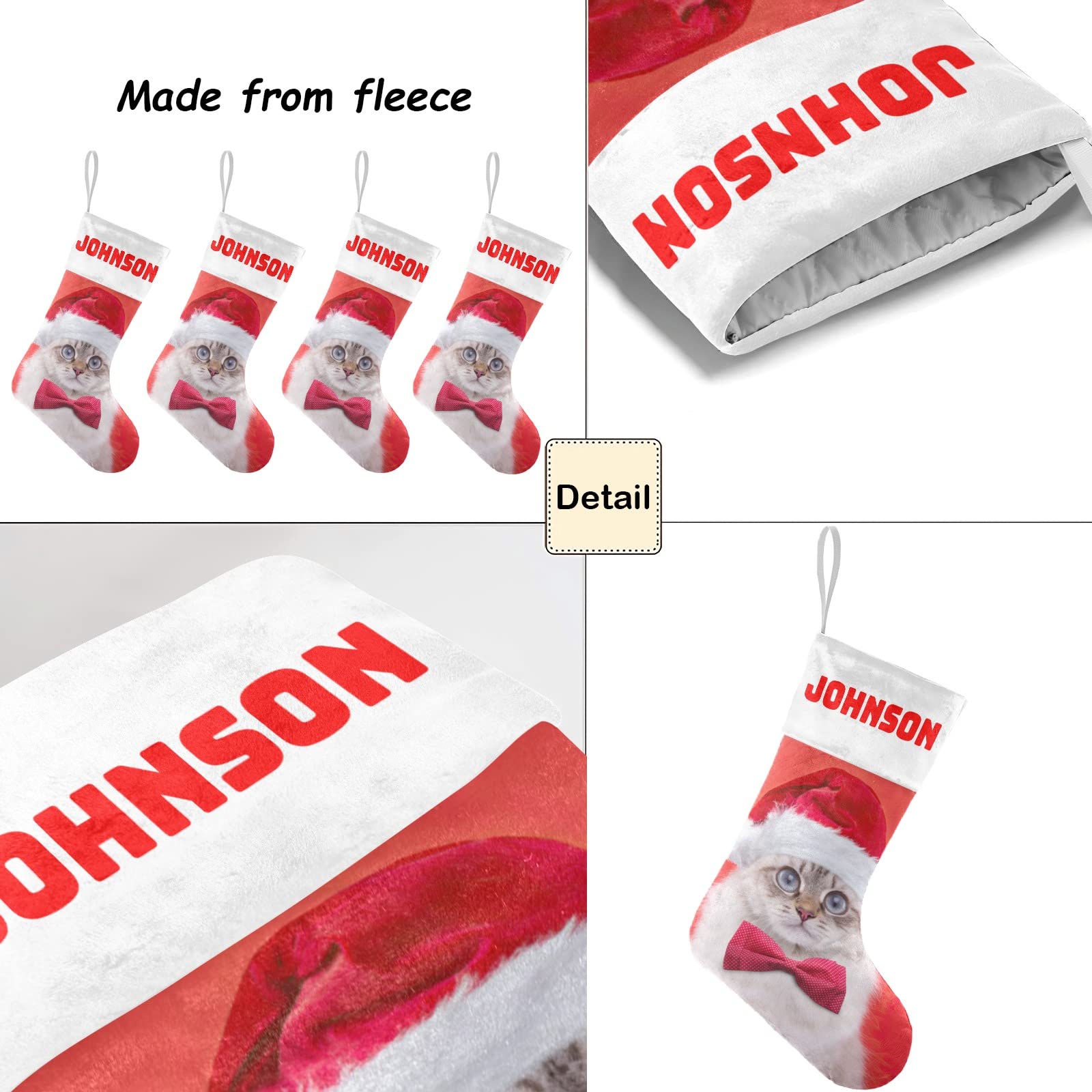 Personalized Christmas Stockings for Cats & Dogs - Custom Name Embroidered Xmas Pet Stocking Gift 17.5x8 Inch - Perfect for Fireplace Decor, Pet Lover Presents & Holiday Home Decor