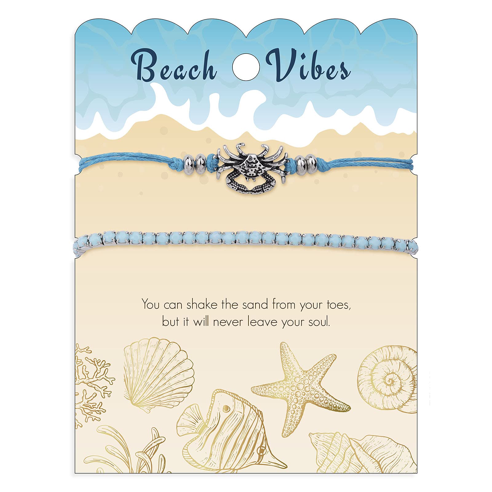 Boho Beach Bracelets for Women - Adjustable Starfish, Turtle & Conch Shell Anklets with Turquoise Beads - Stretchable Foot Jewelry for Summer Vacations, Beach Parties & Tropical Getaways