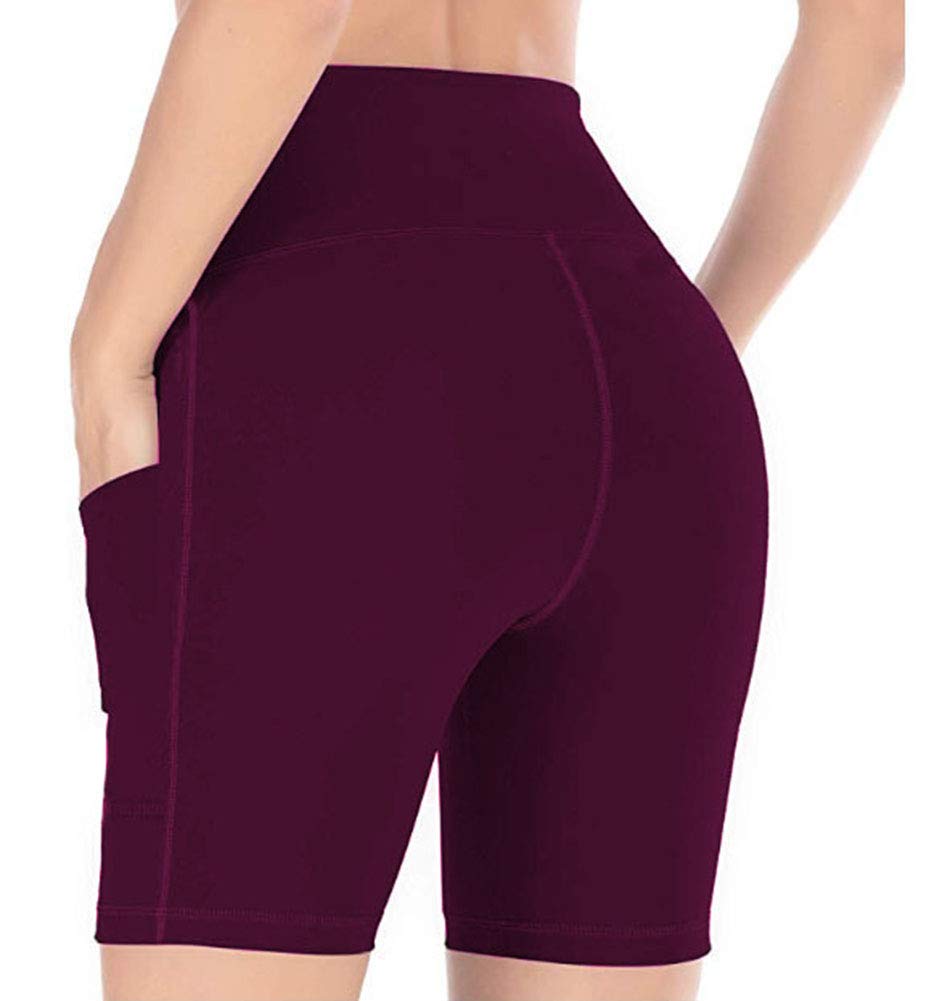 YAKER Women's High-Waisted Yoga Shorts with Side Pockets - Breathable Workout Shorts for Running, Gym & Lounge - Perfect for Yoga, Pilates & Summer Activities