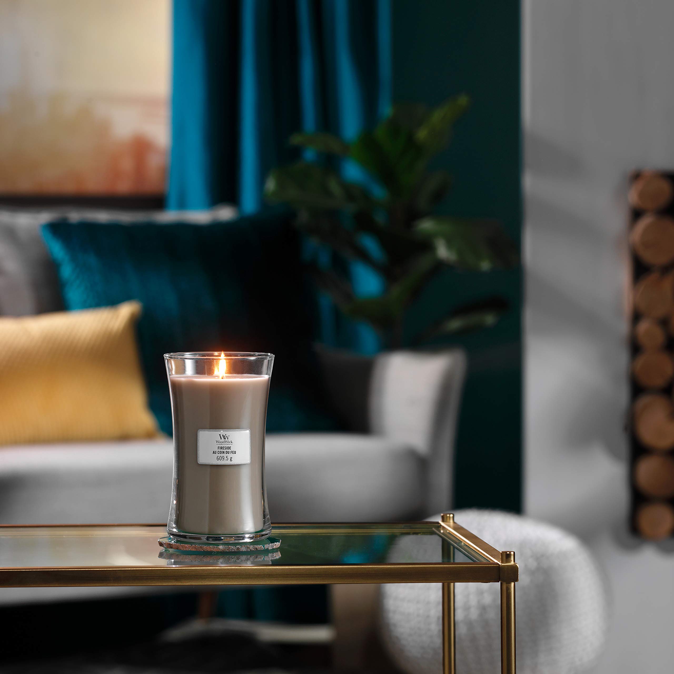 WoodWick Scented Candle with Crackling Wick - Fireside Large Hourglass Candle, Long Lasting 130 Hours Burn Time, Natural Soy Wax, Christmas Gift for Women - Perfect for Relaxation, Home Decor & Cozy Evenings by the Fireplace