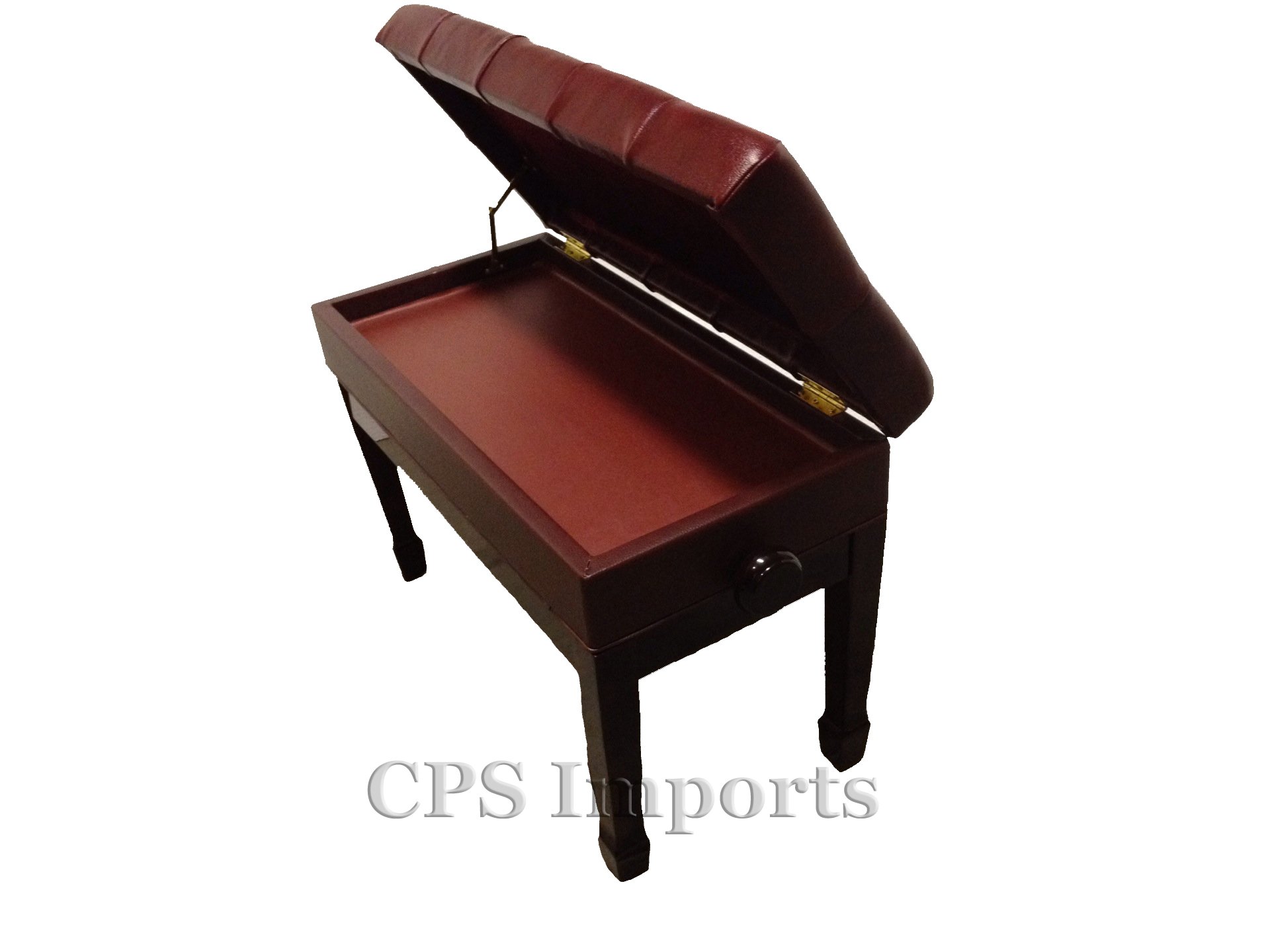 Premium Adjustable Duet Size Mahogany Piano Bench - Genuine Leather Seat with Music Storage - Perfect for Home Studios, Music Lessons & Concert Halls