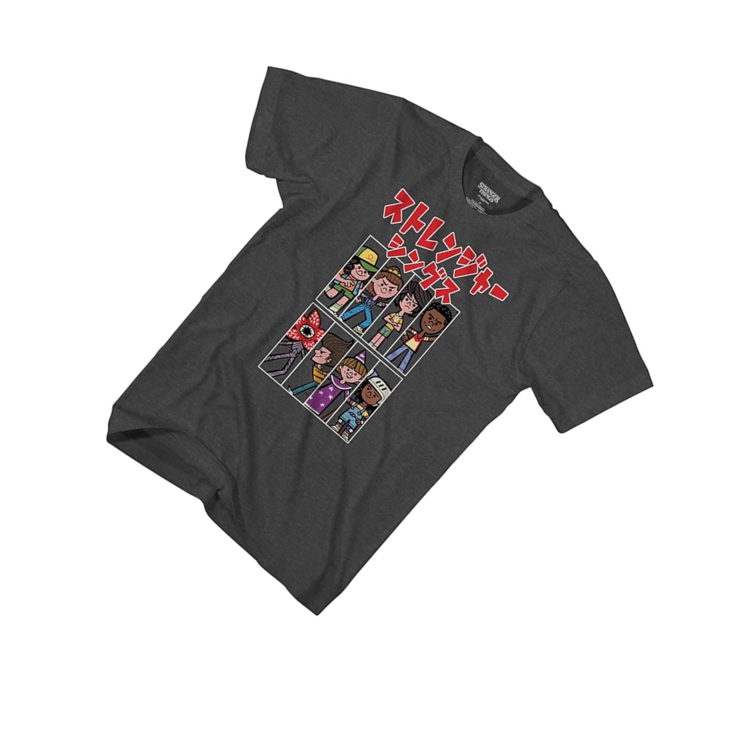 Anime Katakana Men's Short Sleeve Graphic T-Shirt - Ghostbusters, SpongeBob, Stranger Things Designs (Medium) | Casual Wear, Cosplay & Anime Fan Gift