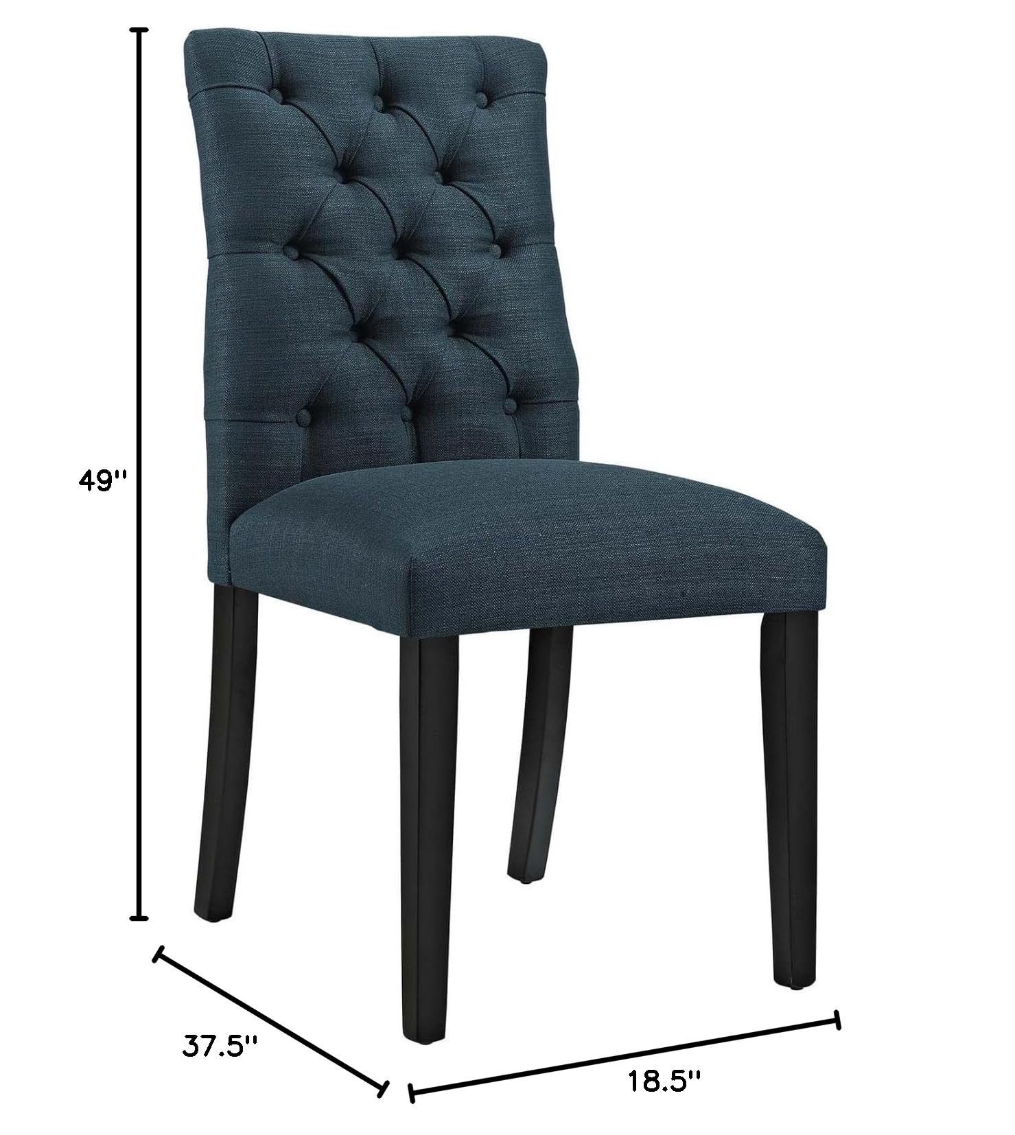 Modway Duchess Fabric Dining Chairs - Set of 2, Azure Blue Upholstered Side Chairs for Kitchen, Dining Room & Breakfast Nook - Comfortable Modern Seating Furniture