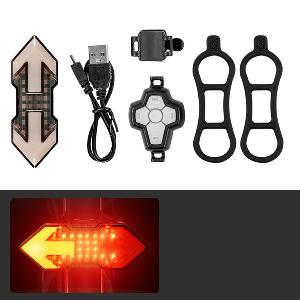 USB Rechargeable Waterproof LED Bike Tail Light with Wireless Remote - 5 Light Modes, Turn Signal & Warning Light for Night Cycling Safety | Perfect for Road Bikes, Mountain Bikes & Commuting