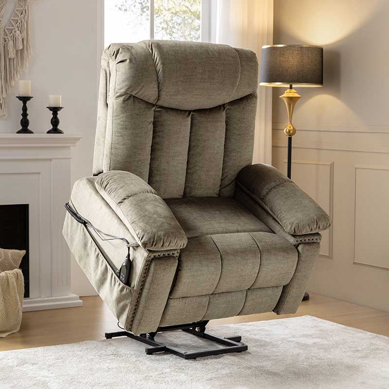 LuxComfort Power Lift Recliner Chair for Elderly - Heavy Duty Electric Reclining Sofa with Massage & Heat - Perfect for Living Room, Home Theater & Mobility Assistance