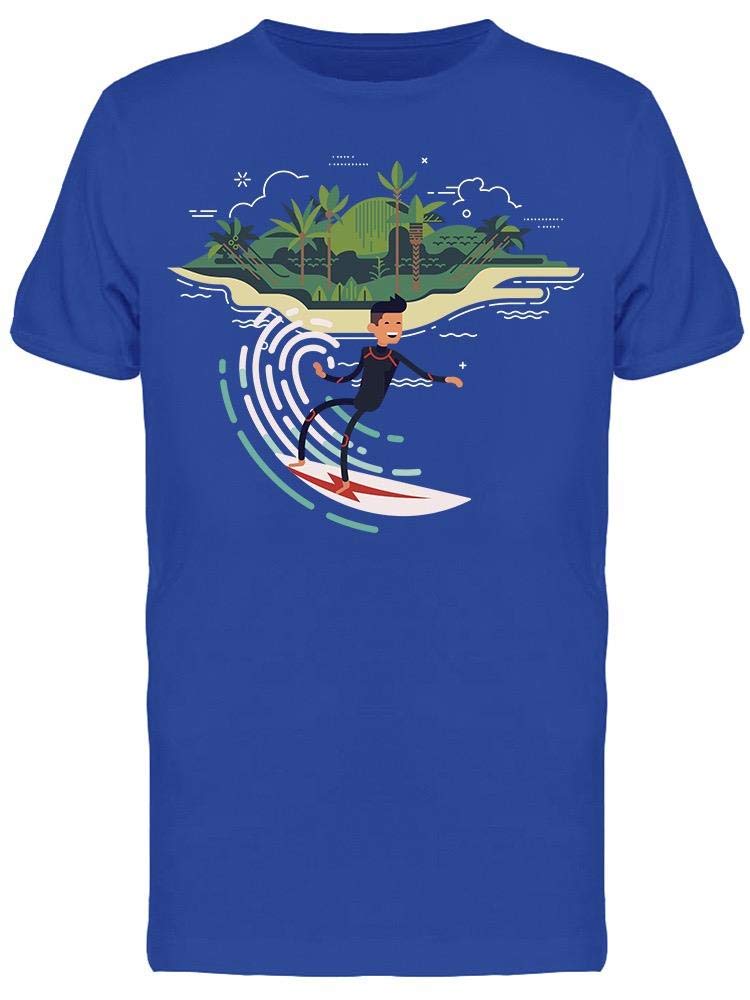 Surfer On Island Icon Graphic T-Shirt for Men - Casual Beachwear & Summer Vacation Tee