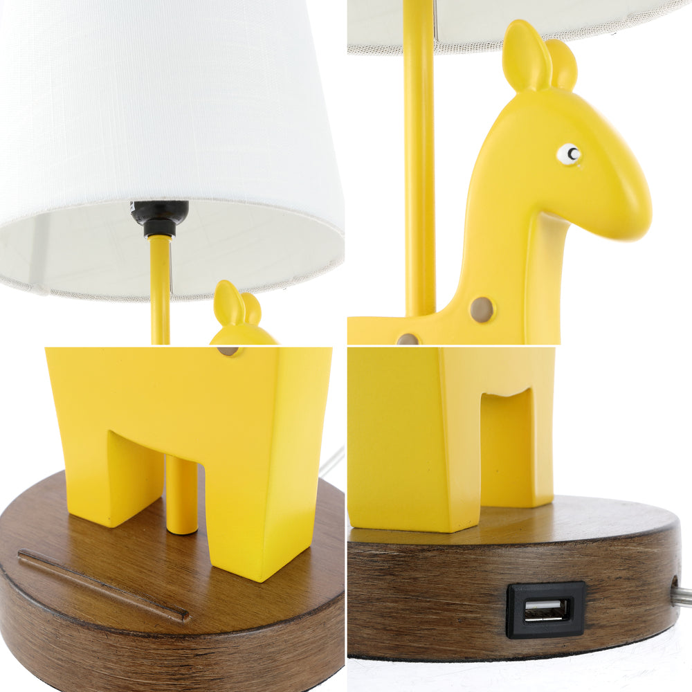 Vintage Mid-Century Giraffe LED Table Lamp for Kids - 17.5
