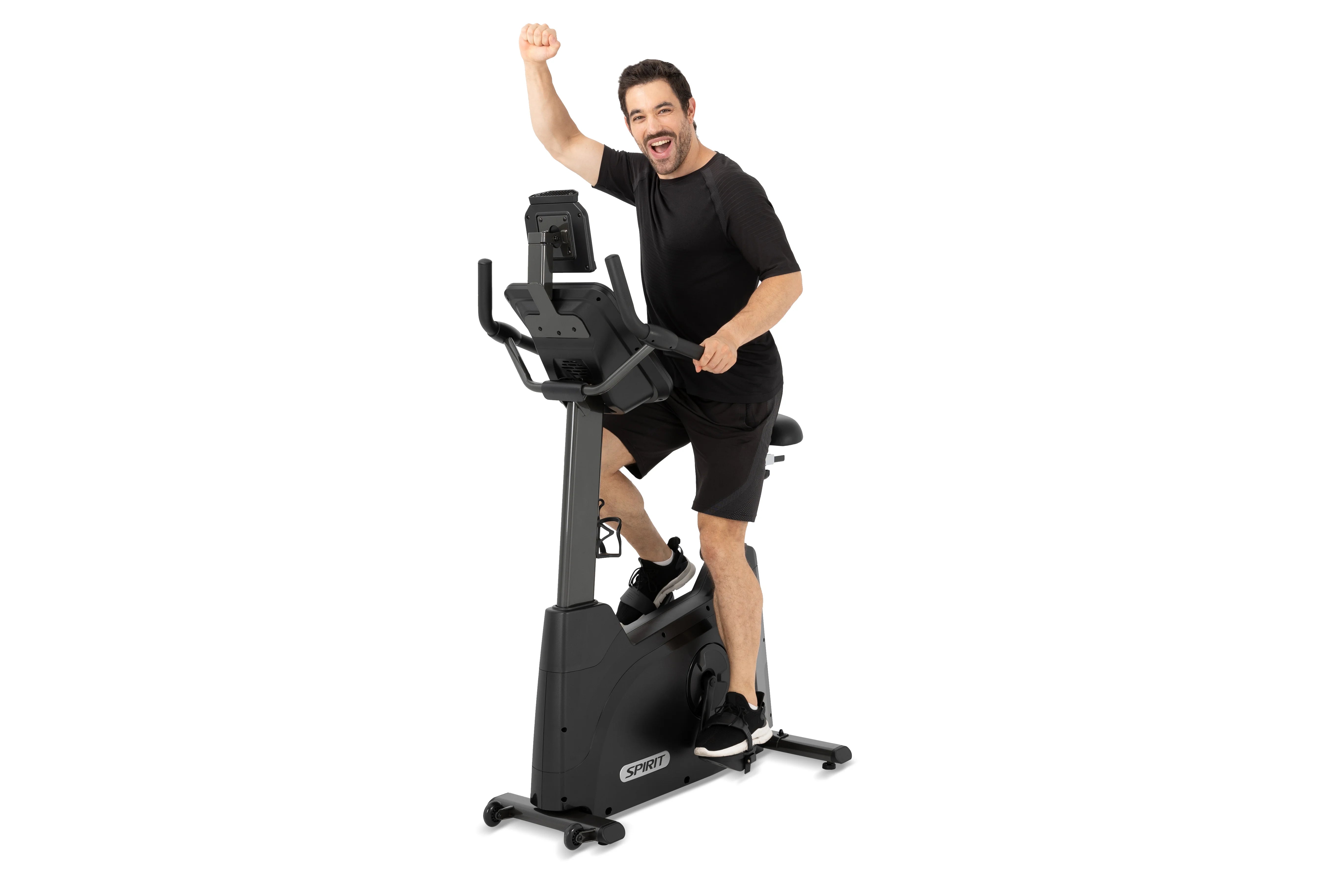Spirit XBU55ENT Upright Exercise Bike with Entertainment Features - Home Gym Equipment for Cardio Workouts & Indoor Cycling Training - Perfect for Small Spaces & Apartment Fitness