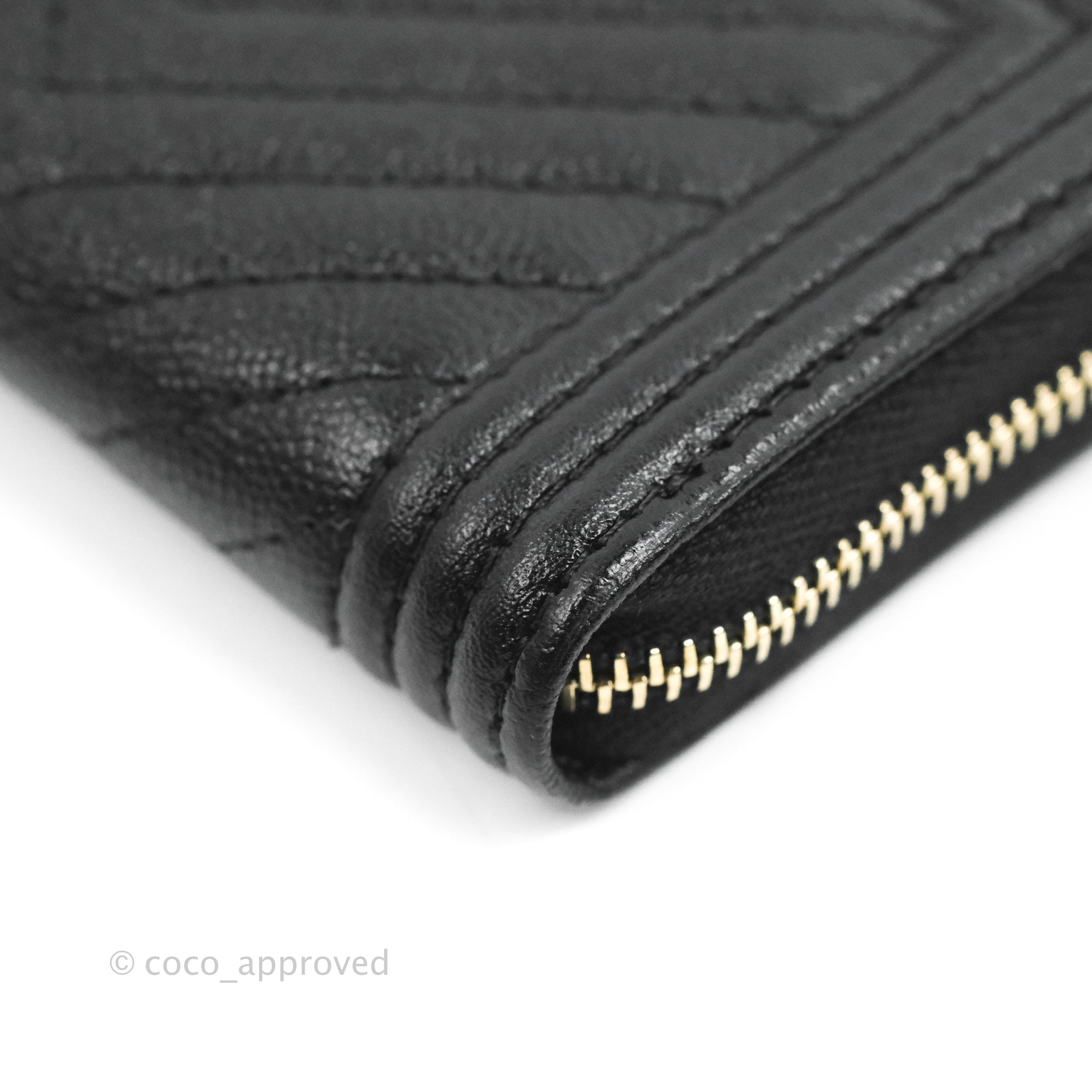 Chanel Chevron Boy Zip Card Holder in Black Caviar Leather with Gold Hardware - Luxury Wallet for Women, Perfect for Everyday Use & Gift Giving