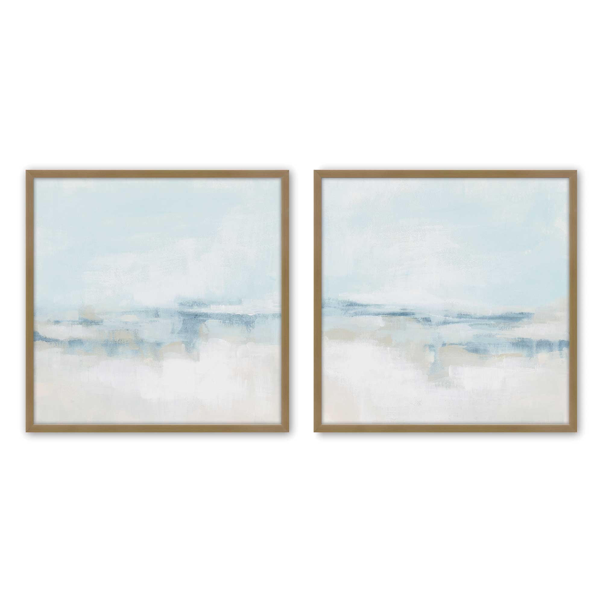 Cloudy Shoreline Hues - Set of 2 Coastal Wall Art Prints for Beach House Decor & Living Room