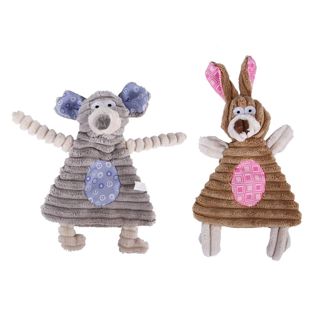 POPETPOP 2 Pack Indestructible Squeaky Dog Toys for Small Dogs - Puppy Chew Toys for Boredom, Teething & Anxiety Relief - Durable Pet Toys for Aggressive Chewers - Perfect for Indoor Play, Training & Crate Time