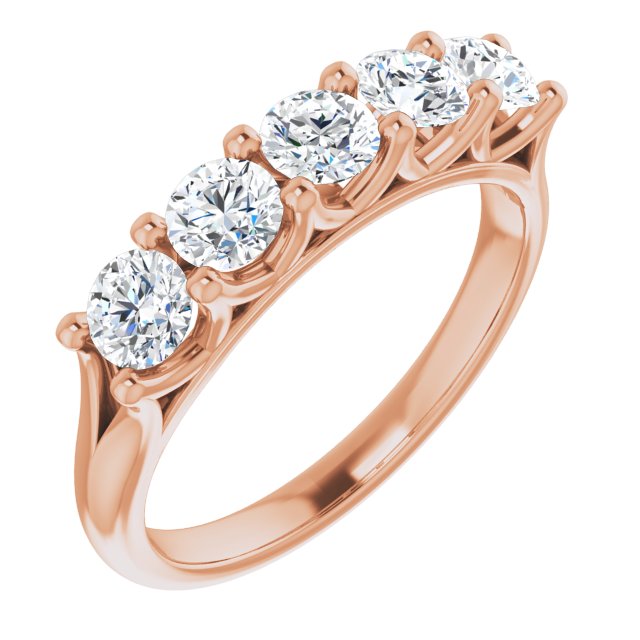 1.00 Carat Round Cut Diamond Wedding Band - 5 Stone Anniversary Ring for Women - Elegant Bridal Jewelry & Gift for Wife, Engagement, Proposal, or Special Occasions