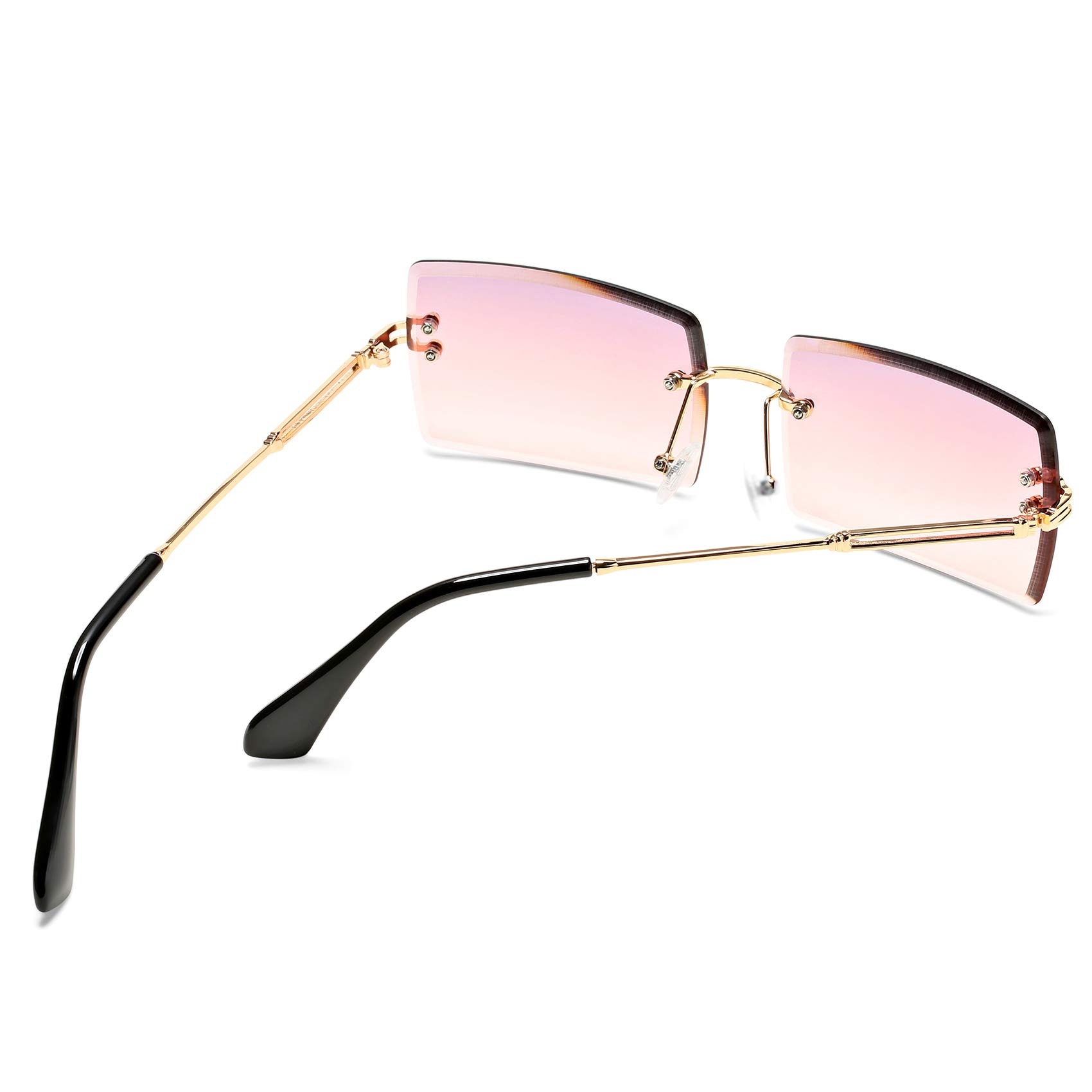 Stylish Rectangle Sunglasses for Men & Women - Small Rimless Square Frame UV Protection - Perfect for Driving, Beach & Outdoor Activities